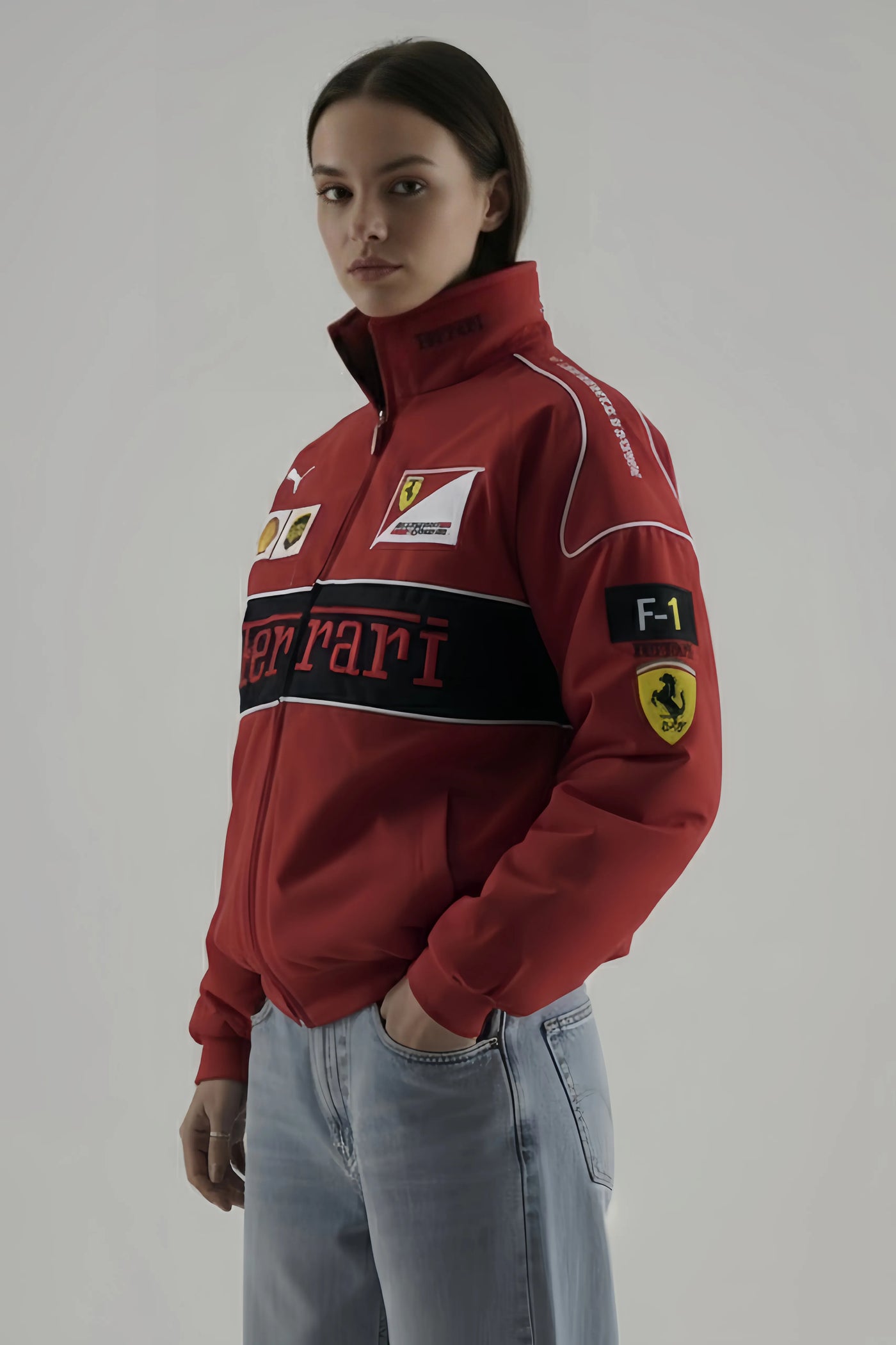 THE DRIP SOUL Scuderia Ferrari F1 Jacket–  Velocity Motorsport Bomber Jacket