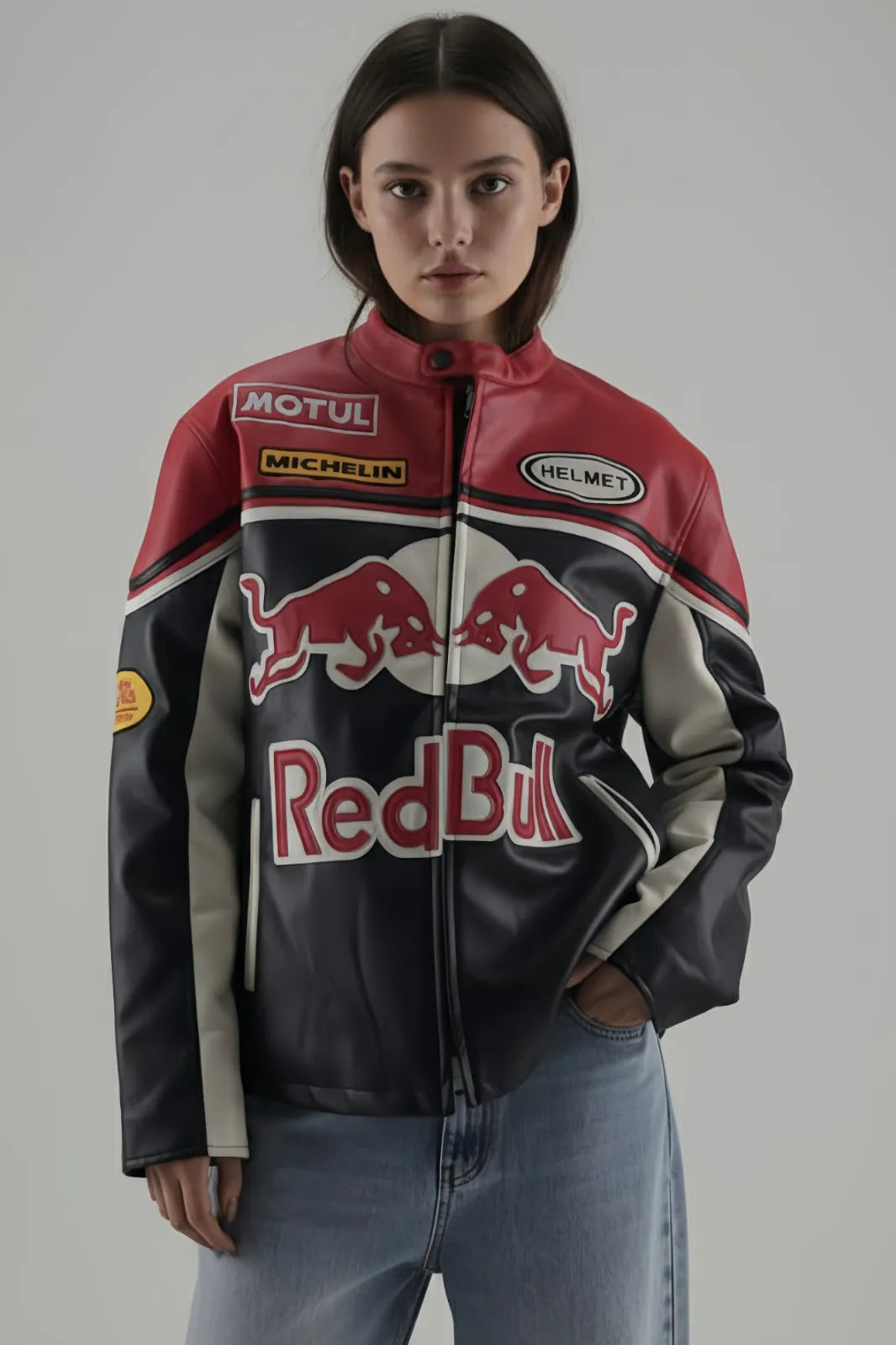 Limited Edition Red Bull Racing Leather Jacket – Premium F1 Look | THE DRIP SOUL
